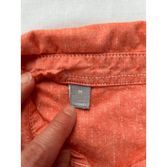 Women's Long Sleeve Button Down 100% Cotton Peachy/Orange Shirt, Size Medium - Picture 5 of 8